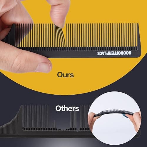 Goodofferplace 4PCS Hair Rat Tail Combs Carbon Parting Rattail Combs Teasing Fine Tooth Comb Metal Pick Detangling Combs Set for Women for Curly,Braiding,Styling Hair(Black) thumbnail 4