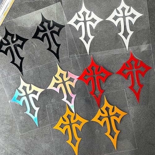 AugustknowU Cross Graphic Sticker For Motorcycle Helmet Fuel Tank Front Fairing Scooter Body With Reflective Elements For Increased Object Visibility(Silver) thumbnail 3