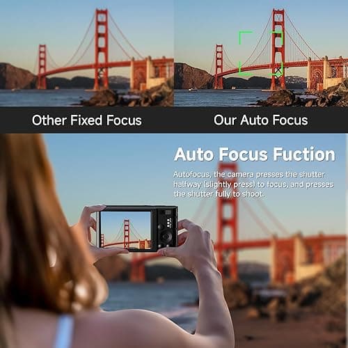 Digital Camera 4K, Upgrade Black Cameras for Teens, Autofocus Digital Point and Shoot Camera for Kids with 16X Zoom, 64GB SD Card, Compact Small Camera for Boys Girls Teens Kids Gift thumbnail 6