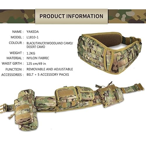 YAKEDA Tactical Battle Belt Duty Belt Law Enforcement Utility Belt Police Belt Set 5 PCS thumbnail 6
