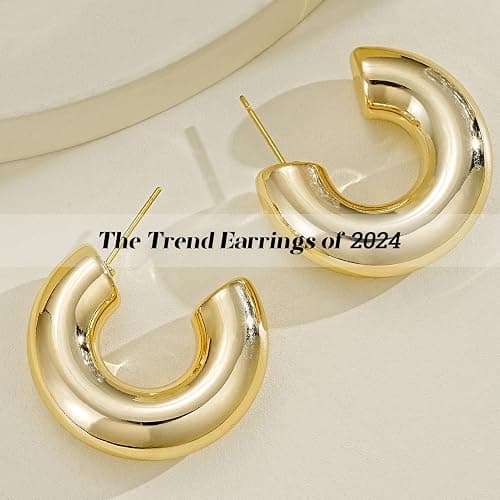 42 Pairs Gold Hoop Earrings Set for Women, Fashion Chunky Pearl Earrings Multipack Twisted Statement Earring Pack, Hypoallergenic Small Big Hoops Earrings for Birthday Party thumbnail 4
