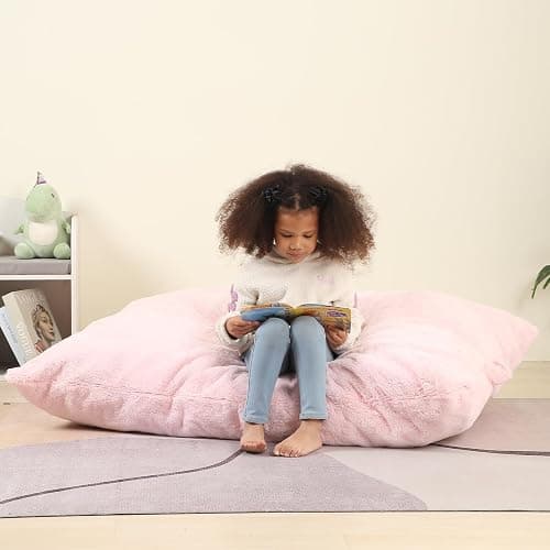 MOMCAYWEX 3-in-1 Kids Bean Bag Chair, Gaint Pillow Mattress for Kids, 35" x 50" x 10", Pink thumbnail 6
