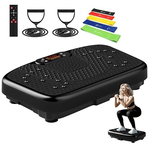 SoftGym Vibration Plate Exercise Machine for Lymphatic Drainage Weight Loss,120 Speed Levels Vibrating Platform with Resistance Bands,Full-Body Workout Equipment for Muscle Activation - Image 1