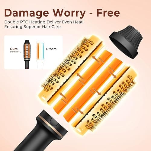 Heated Round Brush,UMIGA 38mm Thermal Brush Lockenbürste LCD Dual PTC 120-210℃, Erhöhen Sie das Haarvolumen, Lose Locken, Dualspannung thumbnail 6