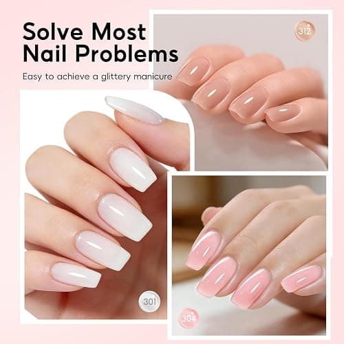 Peacecolor Builder Nail Gel Polish Set, 6 PC Jelly Nude Pink Clear Colors Rubber Builder for Apex Hard Strengthener Extension Gel Polish U V Nail Lamp Cured DIY Gifts thumbnail 3