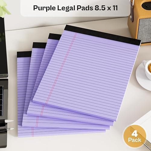 4 Pack Purpel Legal Pads 8.5 x 11 Purpel Note Pads 8.5 x 11 Notepad 8.5 x 11 Micro Perforated Writing Pads Lined Paper Pads Wide Ruled Pad of Paper 30 Sheets Notebook for Study, To-Do Lists, Office thumbnail 6