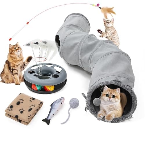 TSEB4TEP Cat Tunnel, Indoor Cat Toy, Roller Track Cat Toy, Collapsible S-Shaped Play Tube, 10.5 Inch Diameter Maze Cats House for Cats, Puppies, Rabbits, Ferrets Set - Image 1