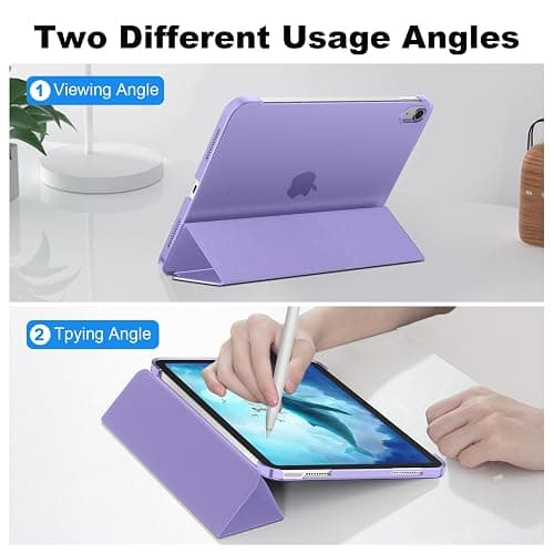 SUPFINE for iPad (A16) 11th Generation Case 11 inch 2025 & iPad 10th Generation Case 10.9 inch 2022, Slim Stand Hard PC Translucent Back Shell Cover (Support Touch ID, Auto Wake/Sleep), Purple thumbnail 3