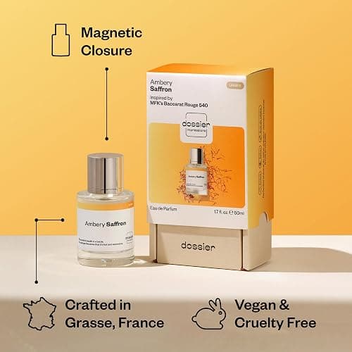 Dossier - Ambery Saffron 1.7 Fl Oz (50ml) - Eau de Parfum - Inspired by B.accarat R.ouge 540 - Vegan, Unisex Perfume Spray thumbnail 5