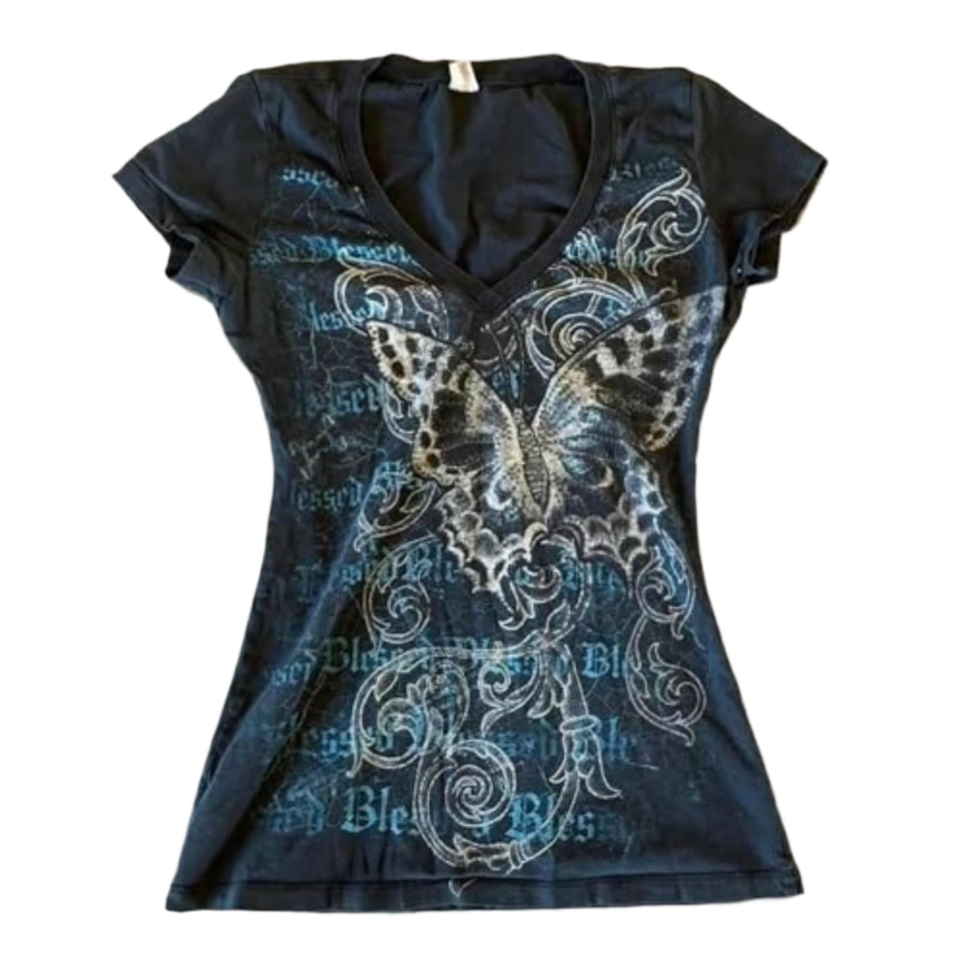 Women Y2k Emo Grunge Shirts 21st Century, Vintage Graphic Baby Tees Short Sleeve Punk Gothic T Shirt Tops Teens Alterwear Going Out Shirt Streetwear Summer - Image 1