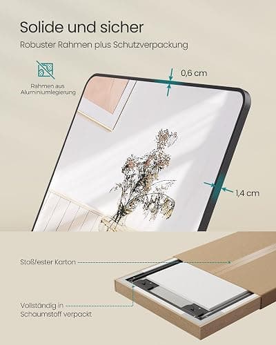 SONGMICS Ganzkörperspiegel, 120 x 40 cm, rechteckiger Spiegel, Wand- oder Türmontage, Rahmen aus Aluminiumlegierung, Hartglas, für Schlafzimmer, Wohnzimmer, Garderobe, tintenschwarz LFM032B01 thumbnail 7