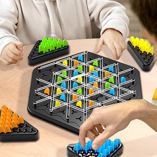 Triangle Chain Strategy Board Game, Geometric Chess Puzzle Games, Chain Triangle Chess Game with Rubber Band for Kids Adults Family Party Night 2 to 4 Players thumbnail 2