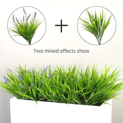 alyptus Artificial Grass Outdoor 12 Bundles Fake Plants Outside Green Onion Faux Greenery Shrubs for Front Porch Planters Pot Décor for Outdoors (Grass) thumbnail 5