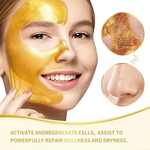 Blackhead Remover Mask, 24K Gold Peel Off Mask, Gold Facial Mask Anti-Aging, Deep Cleansing, Reduces Fine Lines＆ Wrinkles Great for All Skin, With Blackhead Remover Extractor Tools Kit & Brush thumbnail 6