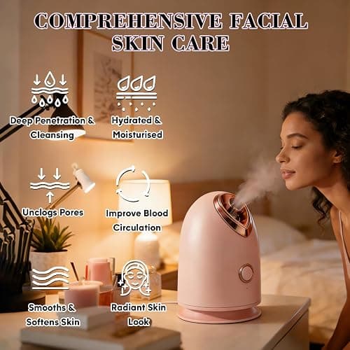 Pjordo Facial Steamer Spa Kit with 17 Skin Care Tools, Nano Ionic Face Steamer for Deep Cleaning Unclogs Pores, Warm Mist Humidifier Steamer for Face Home Sauna SPA, Valentines Day Gifts for Women thumbnail 3