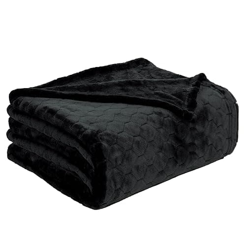 TOONOW Fleece Blanket Fuzzy Plush Throw Blanket 50" x 60", Super Soft Fluffy Bed Blanket Geometric Pattern Comfy Microfiber Flannel Blankets for Couch, Bed, Sofa, Black thumbnail 7