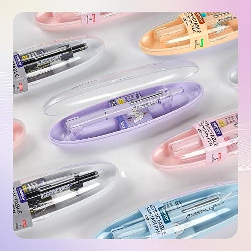 WRITECH Fountain Pen Fine Nib: Black Ink Retractable Pen Set Includes 5 Ink Cartridges Smooth Writing No leaking for Gift (Blue) thumbnail 2