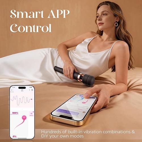 MOOLIGIRL Sex Toys Women, Adult Sex Toy App Control, Powerful Quiet Motor, Vibrator Wand 4 Speeds & 5 Vibration Patterns, Cordless & Waterproof Wand Massager for Solo & Couple Full-Body Stimulation thumbnail 4