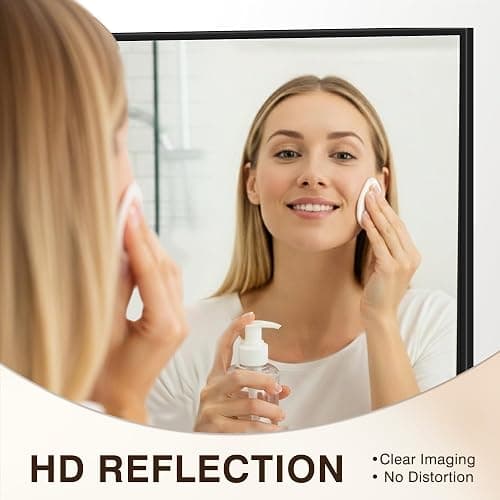 FICTOR Bathroom Vanity Mirror-Black, 36" x 24", Shatterproof & Anti-Rust, Wall Mount Rectangle Mirrors with Metal Frame for Over Sink, Bathroom, Bedroom, Living Room,Entryway thumbnail 4