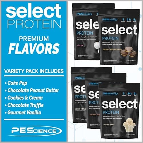 PEScience Select Protein Powder Variety Pack - 5 Flavors - 25 Servings - Protein Powder Sample Pack, Whey and Casein Blend, Keto Friendly, Gluten Free, Digestion Friendly, Amazing Taste thumbnail 7