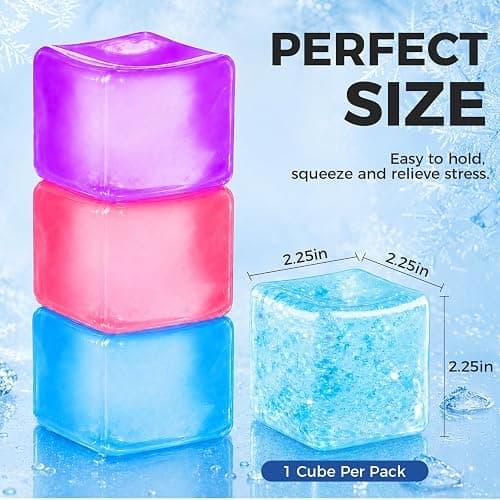 Ice Cube Squishy Fidget Toy, Slow Rise Squeeze Sensory Toy Stress Ball for Office Desk Anxiety Relief, Focus & Calm Novelty Gift for Teens - Blue Glitter thumbnail 2
