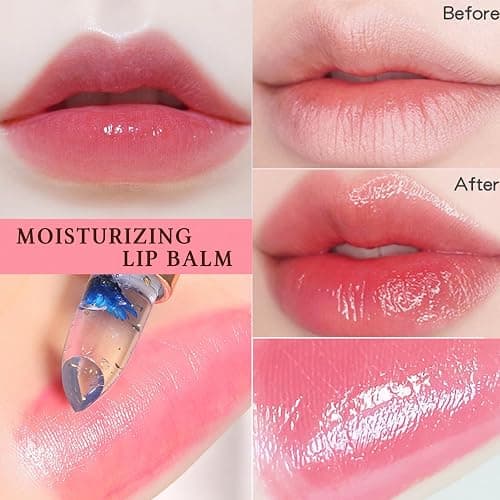 6 Pcs/Set Flower Jelly Lipstick, Temperature Color Change Lip Goss Moisturizer Long Lasting Nutritious Balm Magic Change ph Lipstick,Small Gifts, Mothers Day Gifts, Teacher Appreciation Gifts (Purple) thumbnail 6