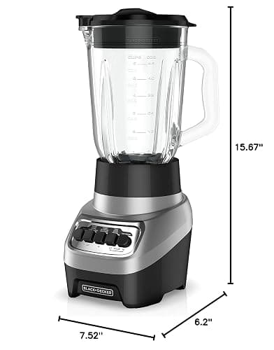 BLACK+DECKER PowerCrush Multi-Function Blender with 6-Cup Glass Jar, 4 Speed Settings, Silver thumbnail 2