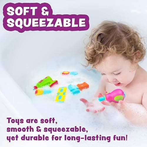 Tub Works® Tools™ Mold Free Bath Toys, 6 Pack | Sealed, No Hole Bath Toys Design Keeps Moisture Out | Soft, Squeezable & Float on Water | Easy-Grip Baby & Toddler Bathtub Toys | Great for Baby Pools thumbnail 6