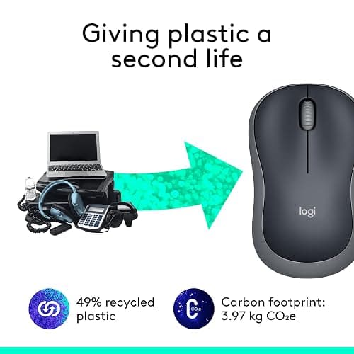 Logitech M185 Wireless Mouse, 2.4GHz with USB Mini Receiver, 12-Month Battery Life, 1000 DPI Optical Tracking, Ambidextrous, Compatible with PC, Mac, Laptop - Grey thumbnail 4