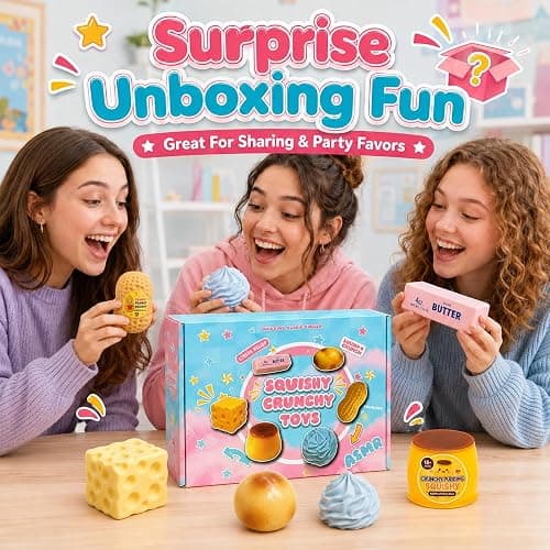 6PCS Crunchy Squishy Box Mystery Fun Asmr Feel Set | Crunchy Squishies Stress Balls Blind Slow Return Squishies, Relief Hand Relax Desk Decor Party Favor Gifts for Adult thumbnail 6