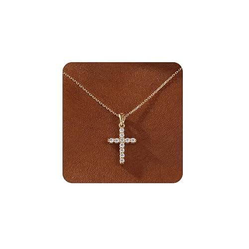 NOMOKOS Cross Necklace for Women - 18K Gold Plated Gold Necklace Cross Pendant Necklaces Dainty Simple Tiny Choker Necklaces for Women Trendy Jewelry - Image 1