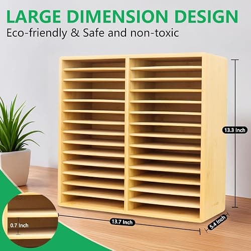 walowalo Bamboo Marker Organizer for 280 Markers Christmas Gifts Durable Pencil Holder Desk Storage Large for Artists Teachers Students Classroom Birthday Gifts No Assembly Required 28-Compartments thumbnail 2