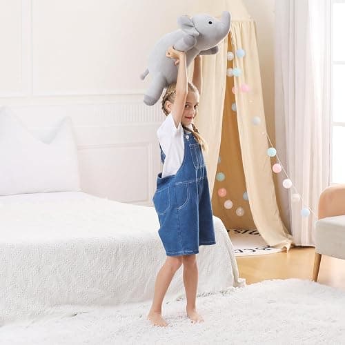 WeBingo 4.2 lbs Elephant Weighted Stuffed Animals, 24" Weighted Elephant Plush Toy Weighted Plush Animal Throws Pillows Gifts for Kids & Adults(Gray) thumbnail 4
