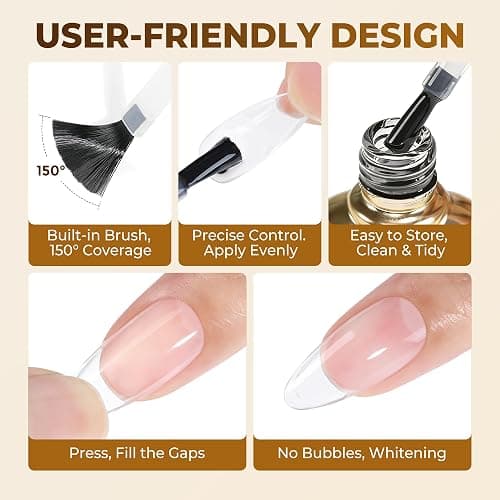 UNA GELLA 9 in 1 Gel Nail Glue U V Light Super Hold for Gel Nails Tips, 10 ml Brush On Nail Glue for Light-color Press On Nails, Rhinestones, Base coat, Blooming Art, Acrylic Tips Lamp Needed thumbnail 7