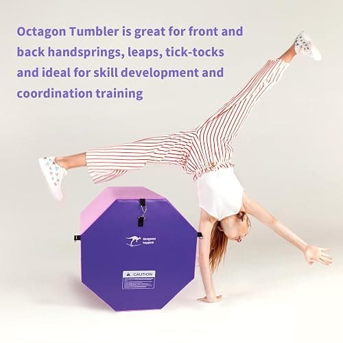 Kangaroo Hoppers Gymnastics Octagon Tumble Mat 24"x26" / 19"x23" with Carrying Handles, Somersault Backbend Tumbling Trainer for Home Gym Exercise thumbnail 6
