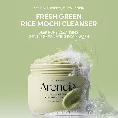 Arencia Korean Rice Mochi Face Cleanser - Face Wash, Gentle Scrub All in One for Deep Cleansing, Moisturizing, Pore Minimizing with Rice Water & Green Tea (4.23oz) thumbnail 2
