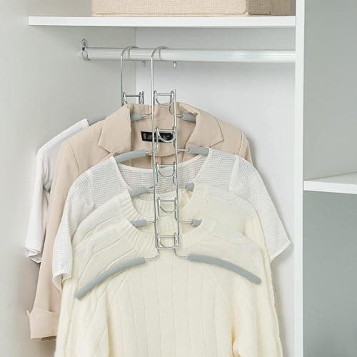 Nature Smile No Shoulder Bump Multiple Sweater Coat Clothes Hangers,Multi Layers Space Saving T Shirt Blouse Rack,(2 Pack Light Grey Color) - Image 1