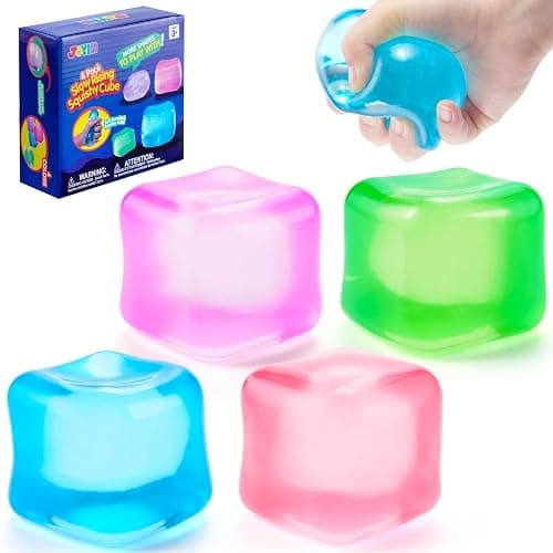 JOYIN 4 Pack Clear Stress Cube, 2'' High Density Cube Toy, Slow Rising Sensory Squishy Toys for Adults, Birthday Gifts, Party Favors, Classroom Prizes - Image 1
