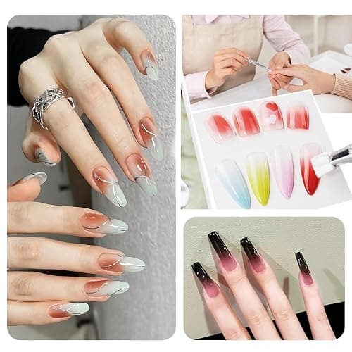 Nagelkunst Schwammpinsel,200 Stück Nail Art Schwämme mit Metallgreifer,Nagels Zubehör Sponge,Nagel Pinsel,Maniküre Zubehör für Nägel,um eine Vielzahl von Gradient Nail Art Patterns zu Erstellen thumbnail 7