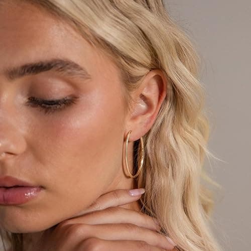 6 Pair Hoop Earring Set 14K Gold Plated Earrings,Stainless Hoop Earring Women Jewelry Gold/Silver Jewelry Gift thumbnail 2