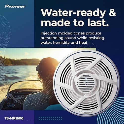 Pioneer TS-MR1600 6.5” Speakers (Pair) – 100W Max, Water-Resistant + UV-Protected, Built for Boats, UTV, ATV, SXS, Outdoor, Marine, All Purpose Speakers - 6.5" Marine Coaxial - 100W thumbnail 3