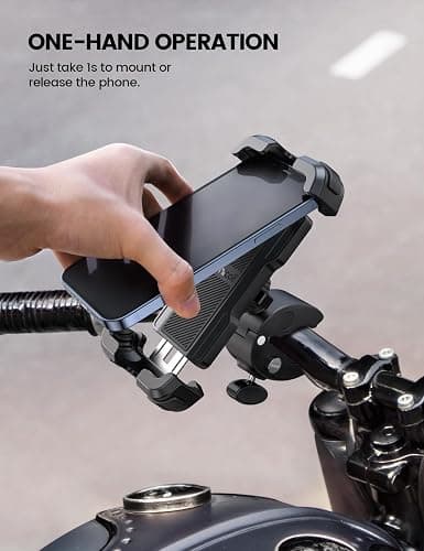 Lamicall Motorcycle Phone Mount, Bike Phone Holder - [Metal Lock] Upgrade Quick Install Handlebar Clip for Bicycle Scooter, Cell Phone Clamp for iPhone 17 16 15 Pro Max, Galaxy, 4.7-6.8" Phones thumbnail 2