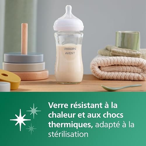 Philips Avent Kit biberons en verre Natural Response pour nouveau-né - 5 biberons, 2 sucettes Ultra Soft 0-6 mois, goupillon, sans BPA (modèle SCD879/11) thumbnail 9