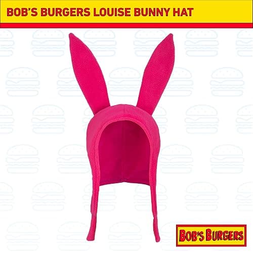 Concept One Womens Bob's Burgers Louise Cosplay Bunny with Floppy Ears Fleece Beanie Hat, Pink, 0 US thumbnail 2