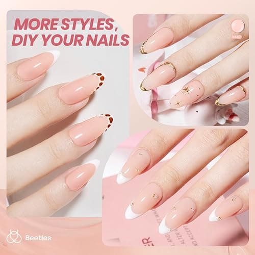 Beetles Nude Gel Nail Polish, 15ML Nude Pink Natural Gel Polish Nail | Jelly Gel Nail Polish Soft Sheer Nail Polish Nail Concealer Soak Off UV Nail Lamp French Nail Art Manicure Gift for Women thumbnail 4