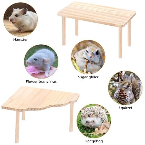 3BAO 2-Piece Set Hamster Play Wooden Platform for Dwarf Syrian Hamsters Gerbils Mice Degus or Other Small Pets thumbnail 4