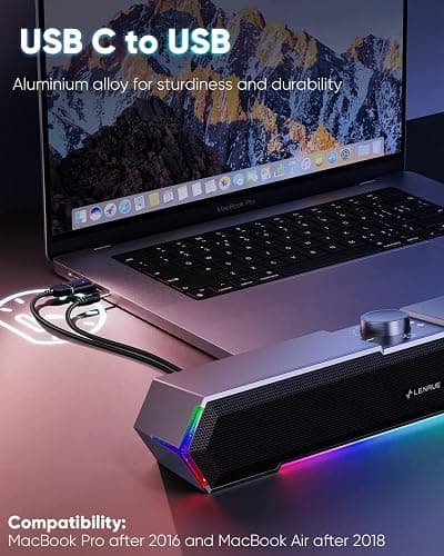LENRUE G11 Computer Speakers for Desktop, Touch Lights PC Speakers with Surge Clear Sound, USB C/USB Powered for Computer Desktop PC Laptop Monitor thumbnail 6