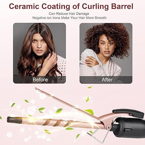 Thin Curling Iron, 3/8 Inch Small Curling Iron Wand for Short & Long Hair, Small Ceramic Barrel with 2 Temperature for Tight Curls, Include Heat Resistant Glove thumbnail 4