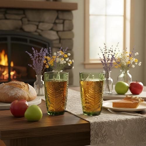 Green Drinking Glasses Set Of 4-12 Oz Hand Blown Vintage Drinking Glasses, Boho Aesthetic Antique Glassware, Colored Cute Glass Cups, Textured Highball Water Tumbler, Unique Retro Drinkware Gift thumbnail 6