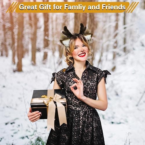 SIOTMERA Reindeer Antlers Headband, Realistic Deer Antlers Headbands Reindeer Ears Adults Christmas Party Birthday Makeup Cosplay, Reindeer Headband for Christmas Eve Costume Gift, Brown thumbnail 4